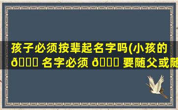 孩子必须按辈起名字吗(小孩的 🐋 名字必须 🐋 要随父或随母姓吗)